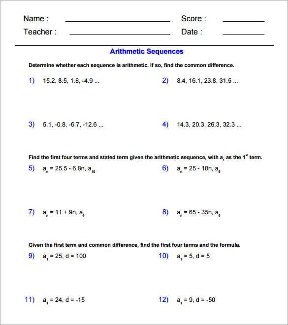 Arithmetic Sequence Worksheet Algebra 1 with Geometric Sequence Worksheet Geometric Sequence Worksheet Algebra 1