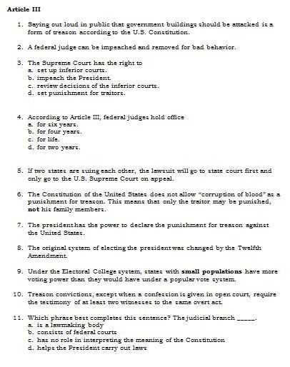 Articles Of Confederation Worksheet Answer Key Also U S Constitution Quiz Questions 128 Questions Separated by