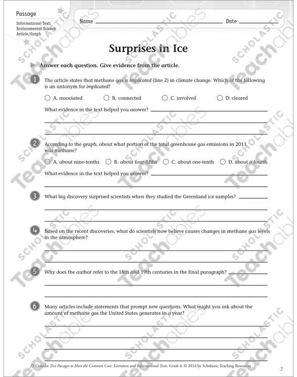 Atmosphere and Climate Change Worksheet Answers and Surprises In Ice Text & Questions