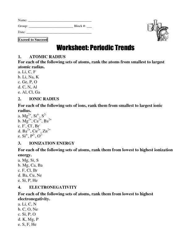 Atoms and Ions Worksheet as Well as Worksheet Periodic Trends Exceed to Succeed Kidz Activities