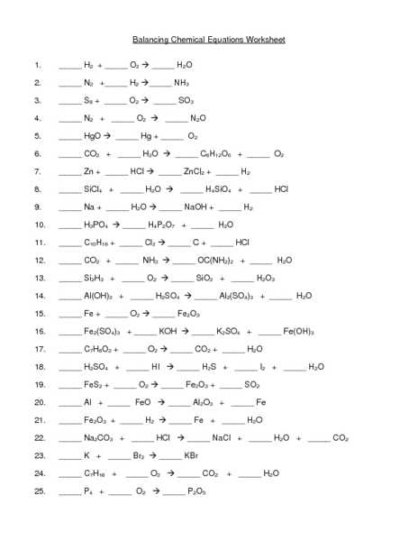 Balancing Chemical Equations Worksheet 1 Answer Key with Answers to Balancing Chemical Equations Worksheet the Best
