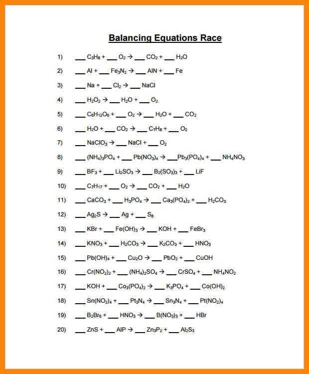 Balancing Equations Worksheet 1 Along with Anf1safo Wp Content 2018 04 Balancing E