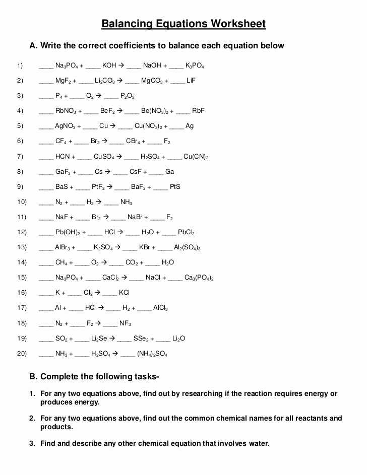 Balancing Equations Worksheet Pdf and Chemical Reactions Worksheet Gallery Worksheet Math for Kids