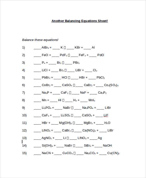 Balancing Equations Worksheet Pdf or Worksheets 41 New Balancing Equations Worksheet Answer Key Full Hd
