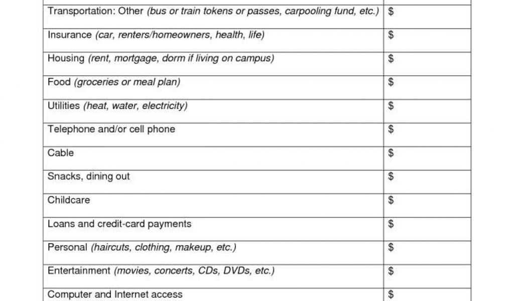 Bankruptcy Expense Worksheet and Spreadsheet for Retirement Planning and Best S Simple Monthly