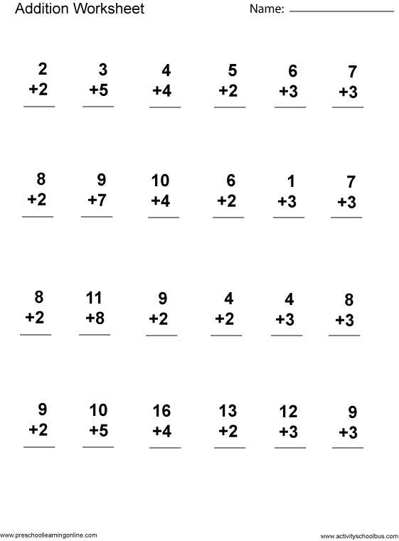 Basic Math Worksheets 1st Grade and Addition 1st Grade Printable