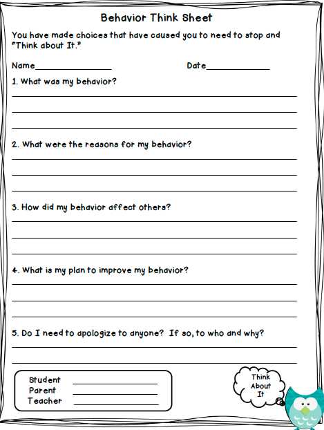 Behavior Worksheets for Kids together with Think Sheet Worksheet Place Kidz Activities