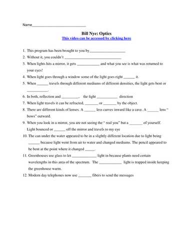 Bill Nye Genes Video Worksheet Answers as Well as Bill Nye the Science Guy Static Electricity Worksheet
