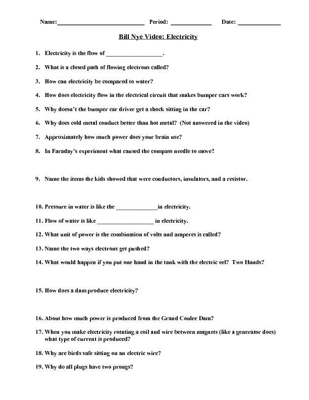 Bill Nye Plants Worksheet Answers Along with Free Bill Nye Static Electricity Worksheet