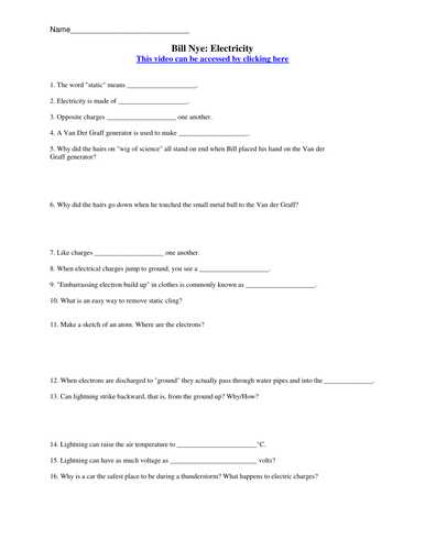 Bill Nye Plants Worksheet Answers together with Bill Nye the Science Guy Electricity Worksheet Answers