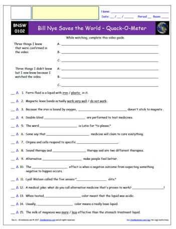 Bill Nye Simple Machines Worksheet Answers or Free Bill Nye Saves the World Worksheet and Video Guide Free