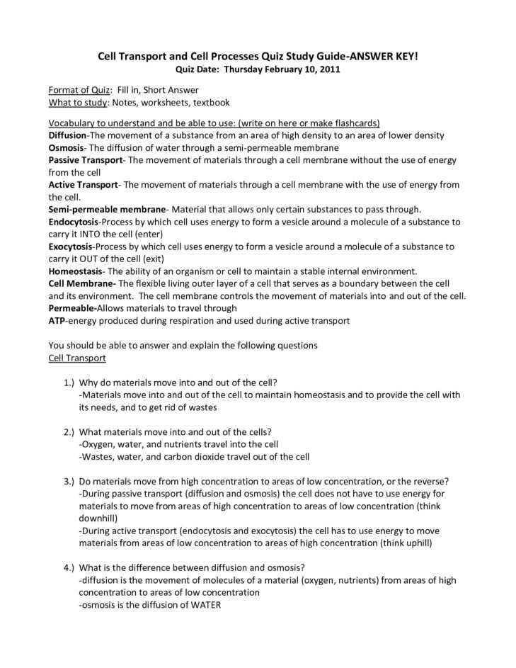 Biology Diffusion and Osmosis Worksheet Answer Key with Transport In Cells Worksheet Answers Fresh Cell Transport Passive