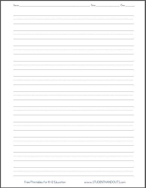 Blank Handwriting Worksheets Also Dashed Line Handwriting Practice Paper Printable Worksheet for
