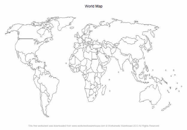 Blank World Map Worksheet Pdf together with Blank Map Worksheets Worksheets for All