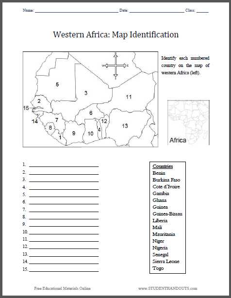 Blank World Map Worksheet Pdf with Western Africa Map Identification Worksheet Free to Print Pdf