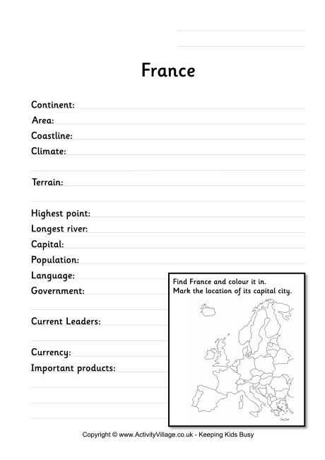 Boy Scout Worksheets with France Fact Worksheet French Resources Pinterest