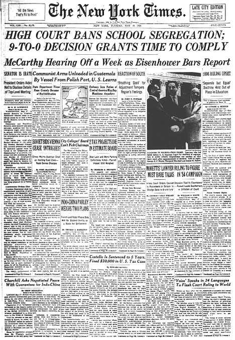 Brown V Board Of Education 1954 Worksheet Answers or Brown V Board Of Education Newspaper Headlines