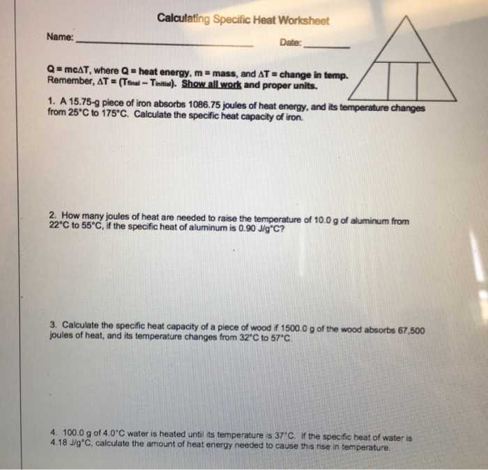 Calculating Specific Heat Worksheet Along with Specific Heat Worksheet Answers