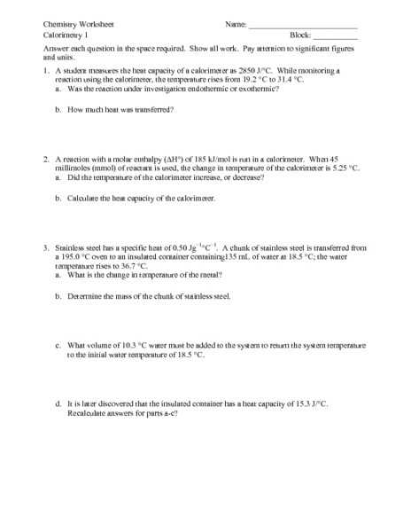 Calculating Specific Heat Worksheet as Well as Fresh Calorimetry Worksheet Answers Lovely Q Ms ” T 010 18 J 6 A