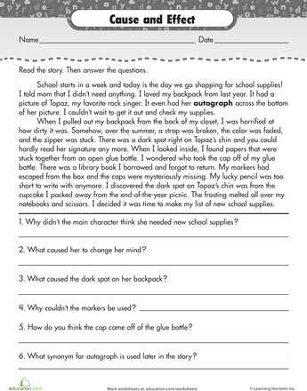 Cause and Effect Worksheets 3rd Grade with 3rd Grade Reading Worksheets Inspirational Reading for Prehension