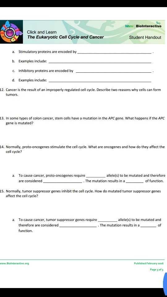 Cell Cycle and Cancer Worksheet Answers with the Cell Cycle Worksheet Answers Awesome Cancer Out Control Cells