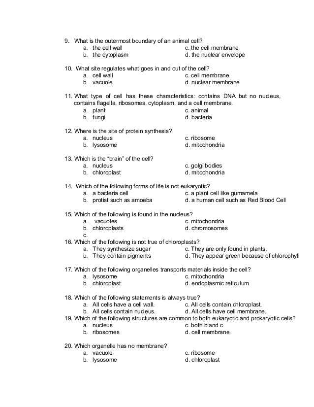 Cell organelles and their Functions Worksheet Answers with Module Cell Structure and Function