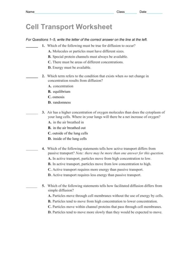 Cell Transport Review Worksheet Answers and Beautiful Cell Transport Review Worksheet Awesome Cell Transport