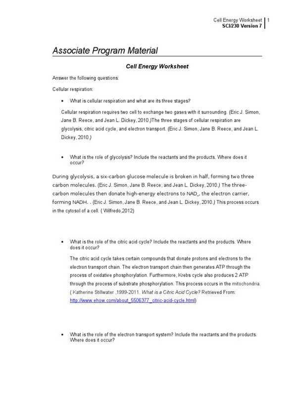 Cellular Respiration Breaking Down Energy Worksheet Answers with Cell Energy Worksheet Key Stay at Hand