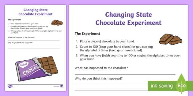 Changes Of State Worksheet and Changing State Chocolate Experiment States Experiment