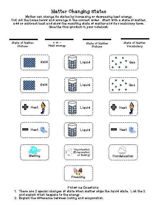 Changes Of State Worksheet Answers as Well as Matter and Change Worksheet the Best Worksheets Image Collection