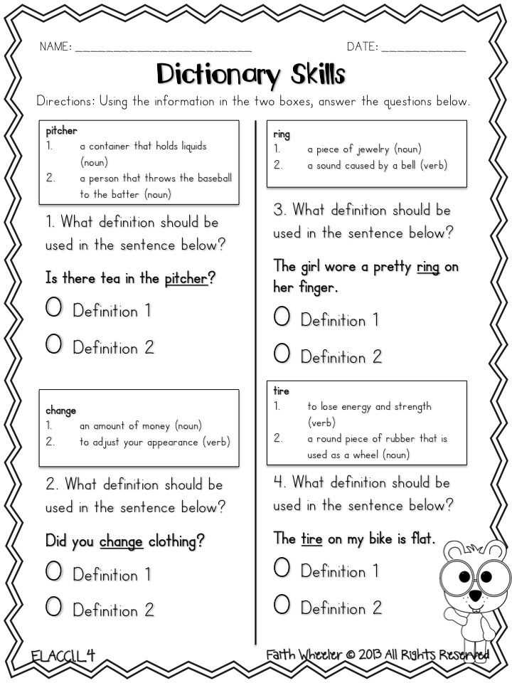 Changing Statements Into Questions Worksheets with Answers Along with Dictionary Skills Freebie Pick the Correct Definition