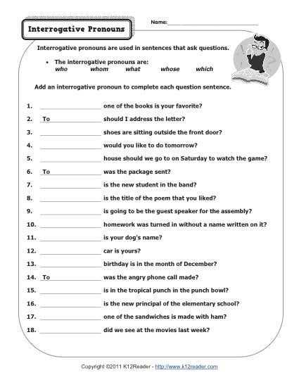 Changing Statements Into Questions Worksheets with Answers with Interrogative Pronouns