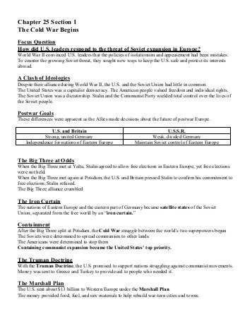 Chapter 11 Section 1 World War 1 Begins Worksheet Answers Also Chapter 39 the Cold War Expands