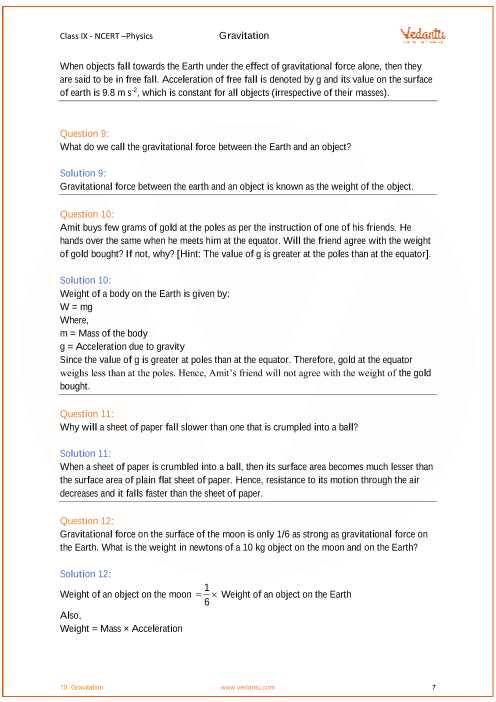 Chapter 13 Universal Gravitation Worksheet Answers or Ncert solutions for Class 9 Science Chapter 10 Gravitation