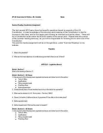 Chapter 3 the Constitution Worksheet Answers Along with Name Class Date Section 2