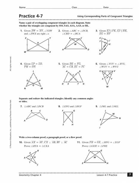 Chapter 4 Congruent Triangles Worksheet Answers together with Worksheet Templates Practice 4 7 Cpctc Proofs Worksheet with
