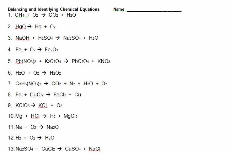 Chapter 7 Worksheet 1 Balancing Chemical Equations as Well as Phet Balancing Chemical Equations Answers Elegant Balancing