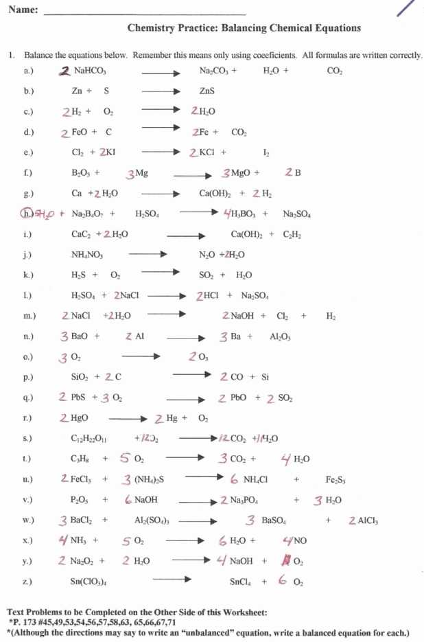 Chapter 7 Worksheet 1 Balancing Chemical Equations or 58 Fresh Balanced or Unbalanced Equations Worksheet Answers – Free