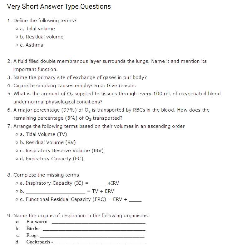 Chapter 9 Review Worksheet Cellular Respiration Also Important Questions for Class 11 Biology Chapter 17 Breathing and