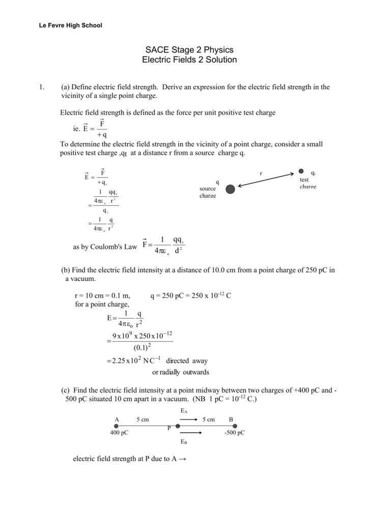 Charge and Electricity Worksheet Answers Along with Worksheet Electric Fields 2 solution