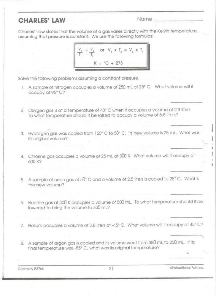 Charles Law Chem Worksheet 14 2 Answer Key Also Charles Law Chemistry Worksheet Gallery Worksheet Math for Kids