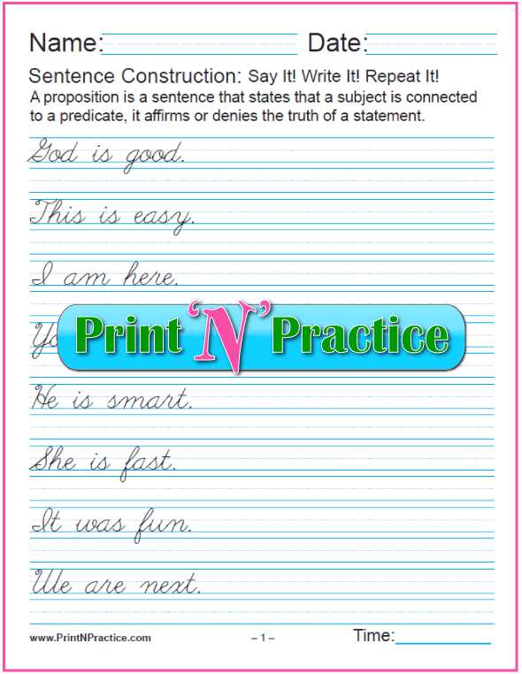 Check Writing Lessons Worksheets Also 20 Simple Cursive Sentences â­ Grammar Worksheets