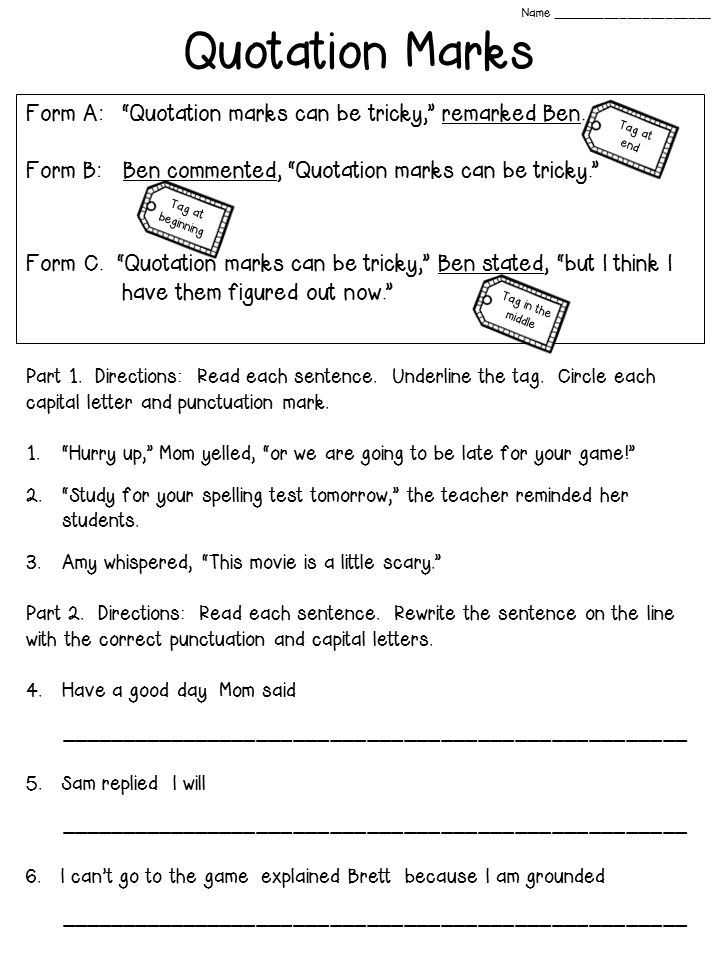 Check Writing Lessons Worksheets as Well as Quotation Marks Anchor Chart with Freebie