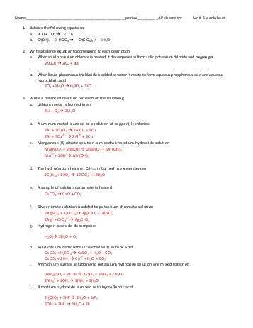 Chemistry Unit 4 Worksheet 2 Answers Along with Ap Unit 1 Worksheet Answers Jensen Chemistry