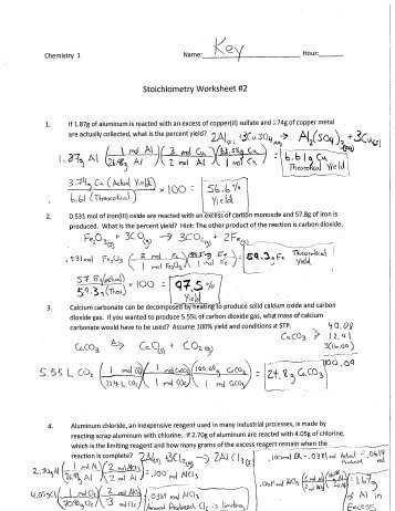 Chemistry Unit 6 Worksheet 1 Answer Key and Percent Yield Worksheet 1 Kidz Activities