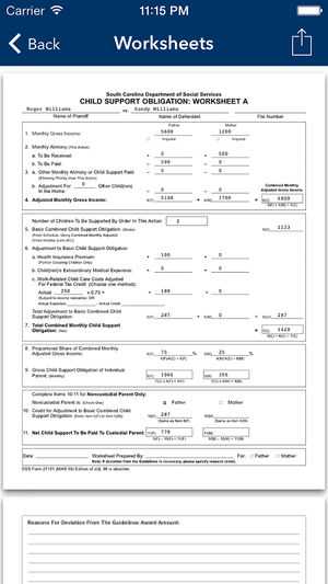 Child Support Guidelines Worksheet together with south Carolina Child Support Calculator On the App Store