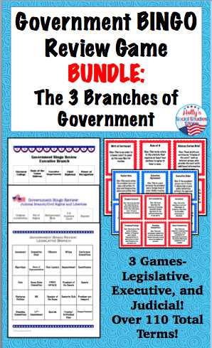 Civics Worksheet the Executive Branch Answer Key Also Government Bingo Bundle Three Branches Of Government