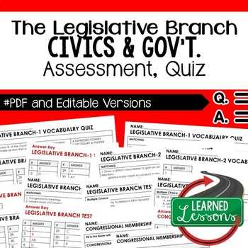 Civics Worksheet the Executive Branch Answer Key or Legislative Branch Quiz Teaching Resources