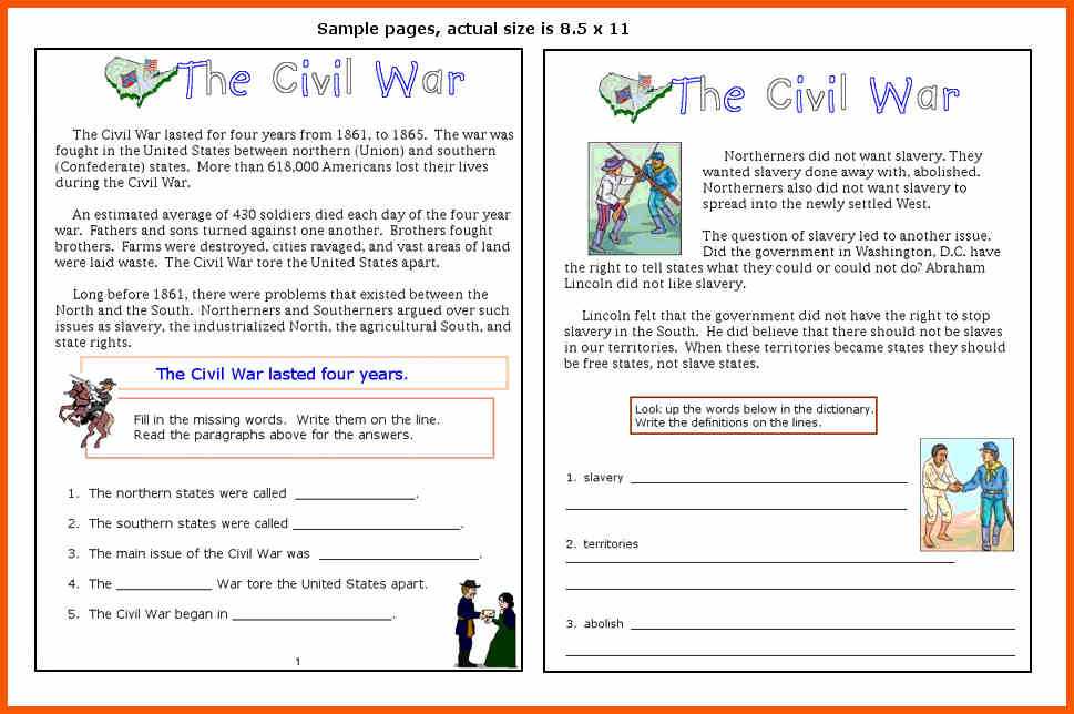 Civil War Causes Worksheet Answer Key Also 13 Civil War Worksheets