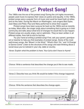 Cnn Student News Worksheet together with Protest songs